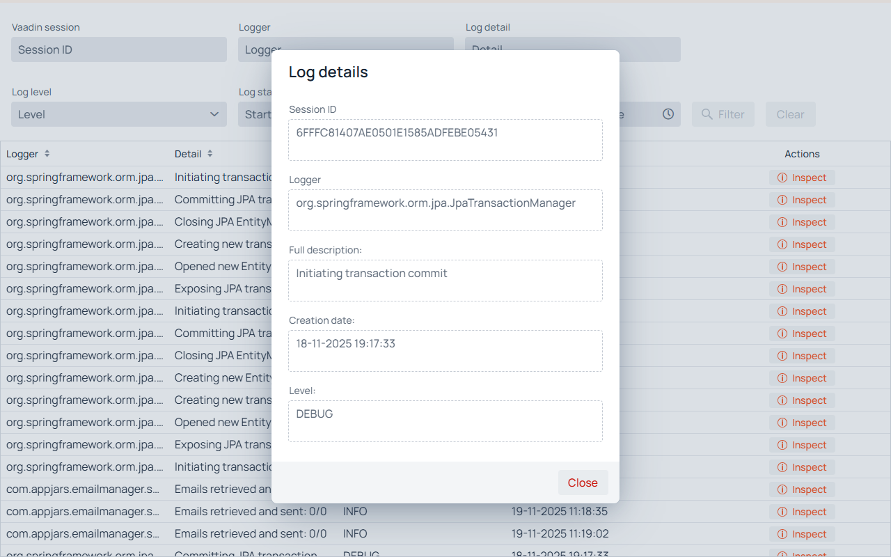 Log Entry Inspect Dialog