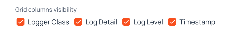 Log Viewer column visibility checkboxes