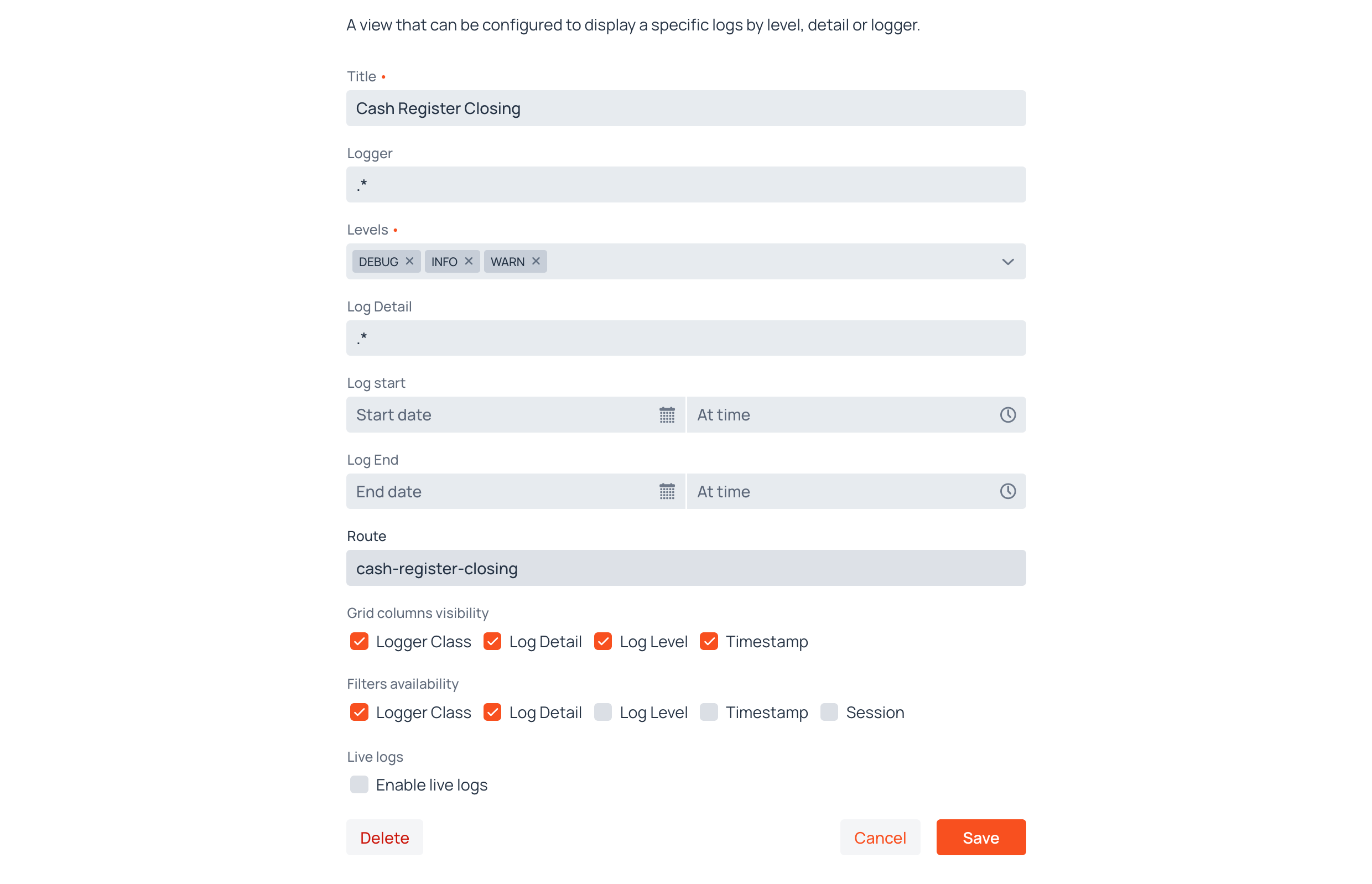 Log Viewer Edit Form