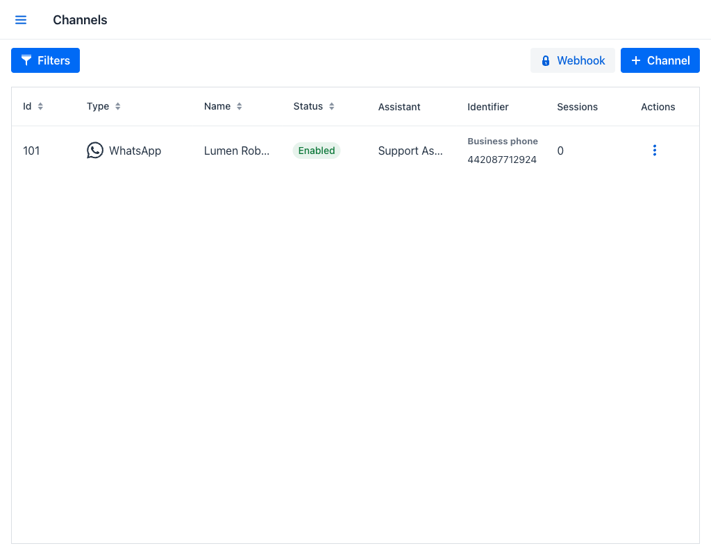 Channels List View